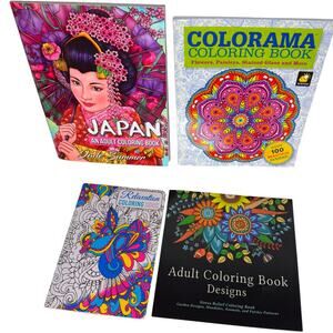 Adult Coloring Books, set of 4